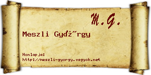 Meszli György névjegykártya